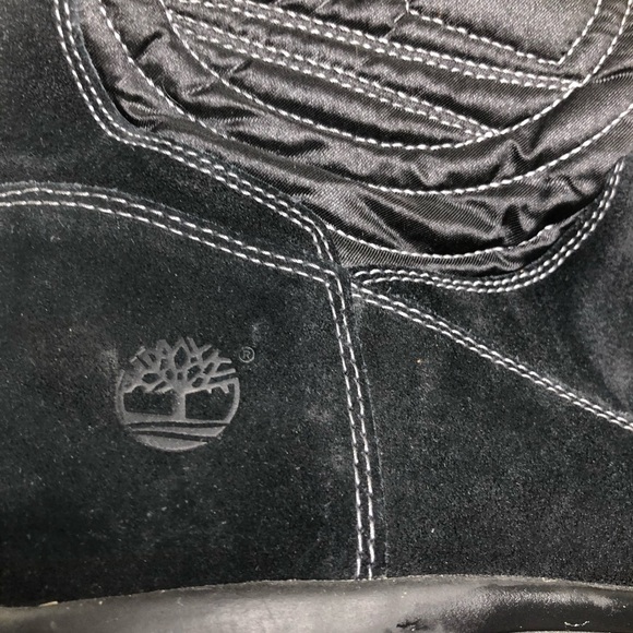 Timberland Suede Hollyberry Pull-On Winter Boot Faux Fur Trim Black 6.5 - Picture 3 of 8